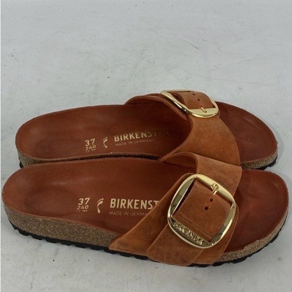 Birkenstock Madrid Slide Sandals with Gold Big Buckles - Picture 2 of 7